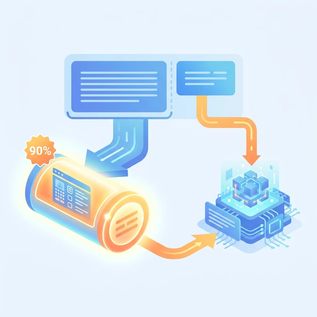 Flat vector schema of prompt caching flow separating static prompts from new user input