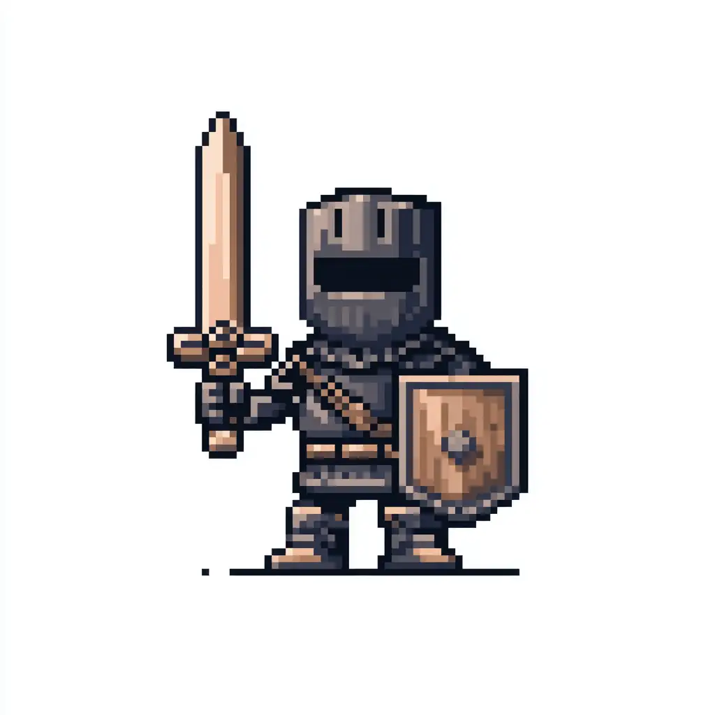 8-bit pixel art character sprite of a fantasy knight