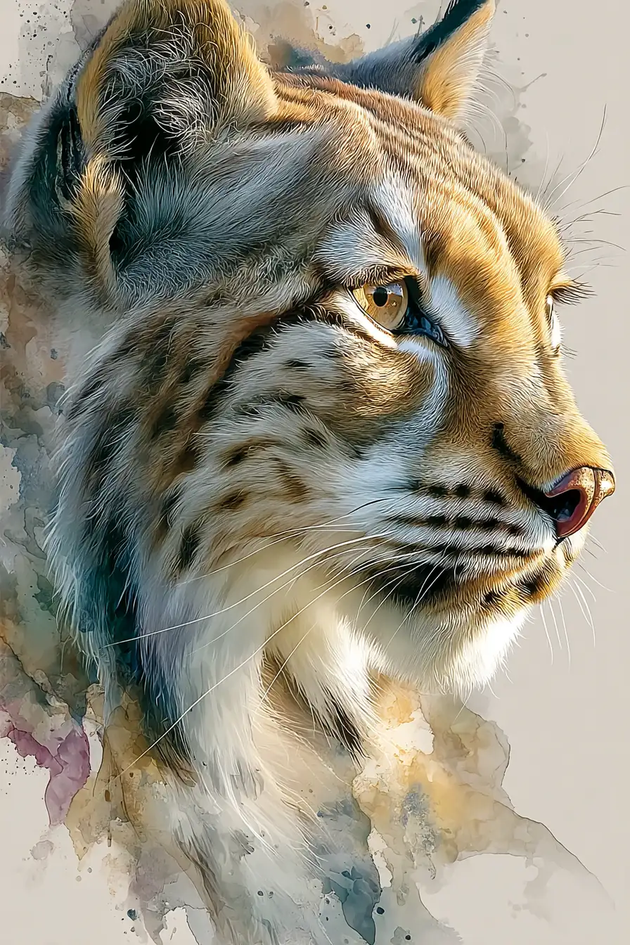 Watercolor animal portrait with detailed rendering