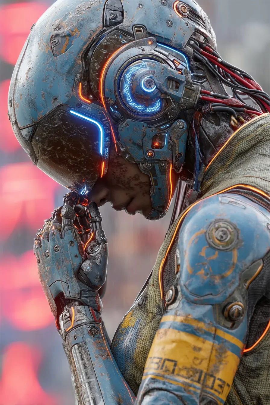 Cyberpunk character with cybernetic augmentations