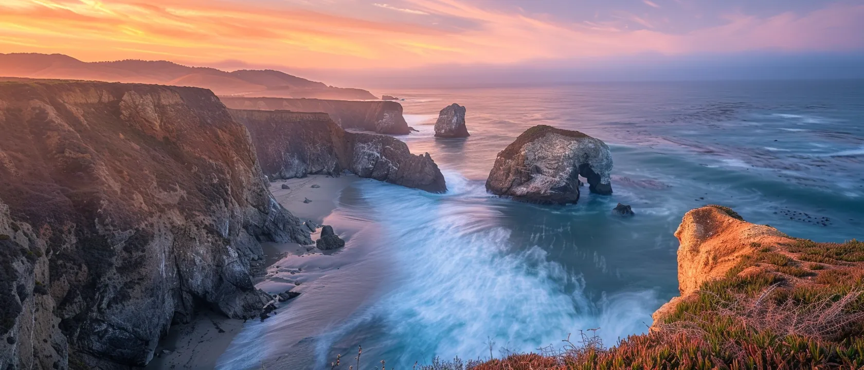 crashing waves with sea spray