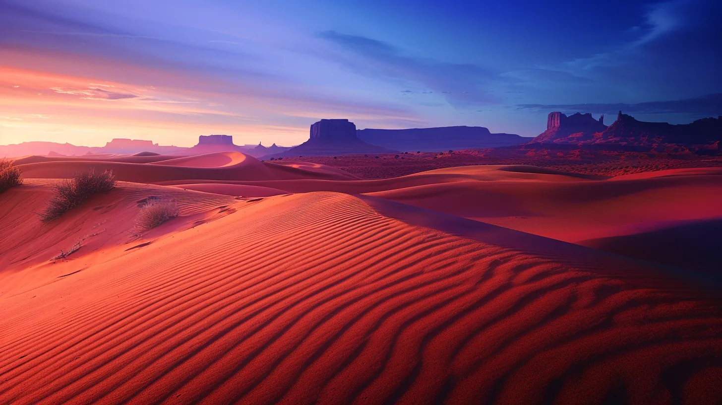 Vast desert landscape with towering red sand dunes