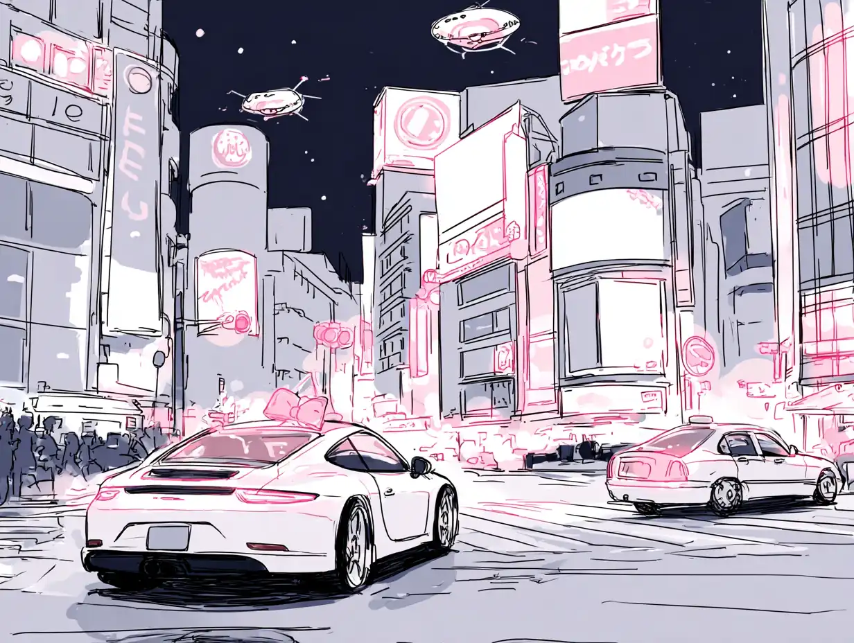 Futuristic cyberpunk city with blended SREF codes