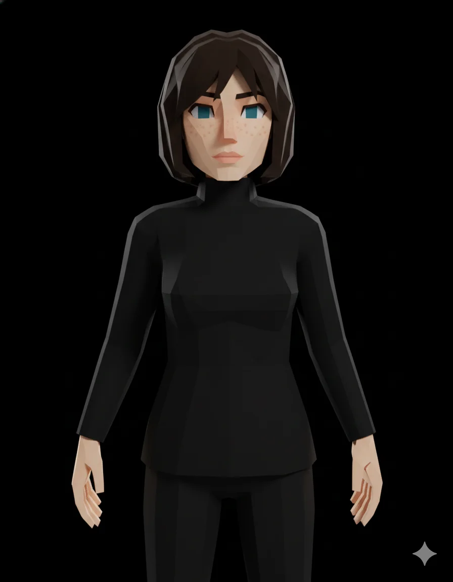 Low-poly PS1 character transformation with retro 32-bit blocky graphics